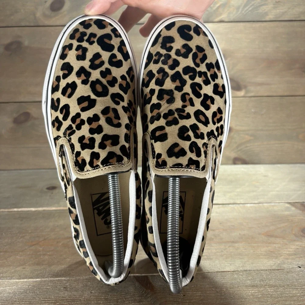 vans classic womens size 7.5 shoes brown leopard print athletic skate sneakers - Picture 7 of 9